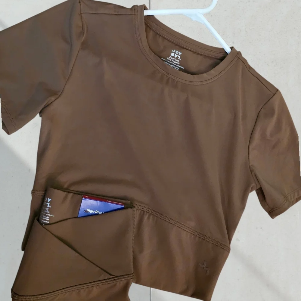 JoyLab NWT Brown Matching Activewear Set XS Flare Leggings & Cropped Top - Picture 11 of 11